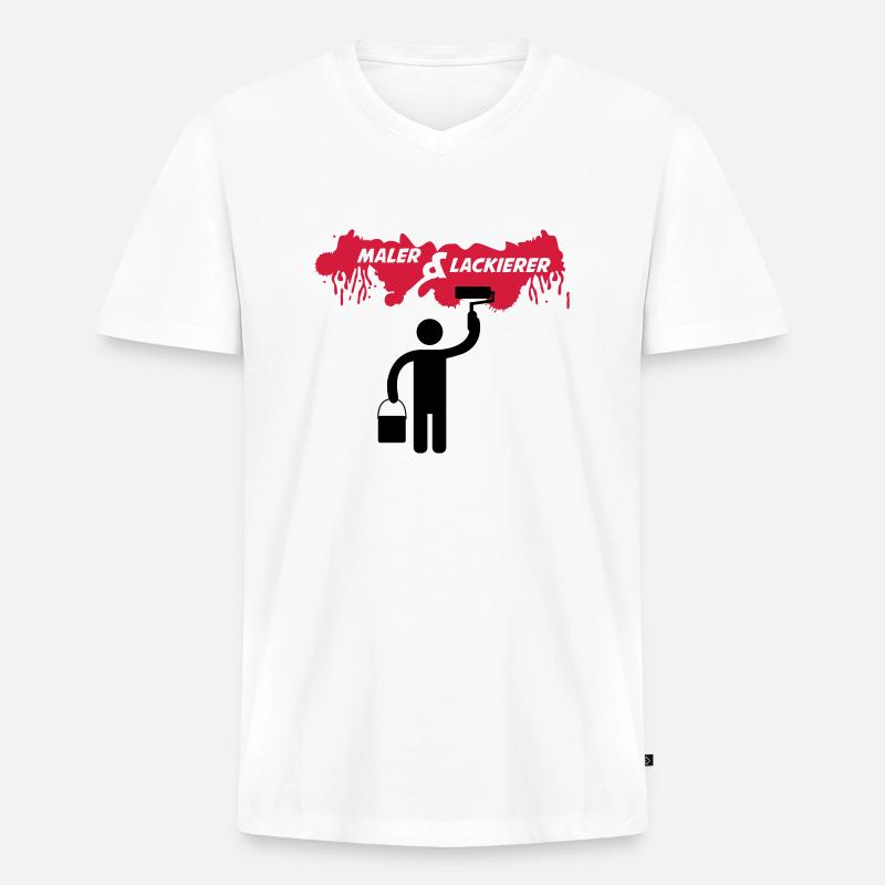 maler_02 - Männer Premium Bio T-Shirt mit V-Ausschnitt - Weiß
