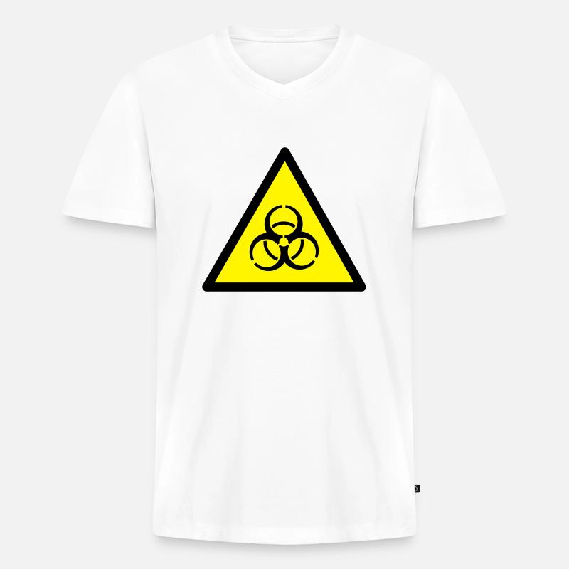 Warnung vor Biogefährung - Männer Premium Bio T-Shirt mit V-Ausschnitt - Weiß