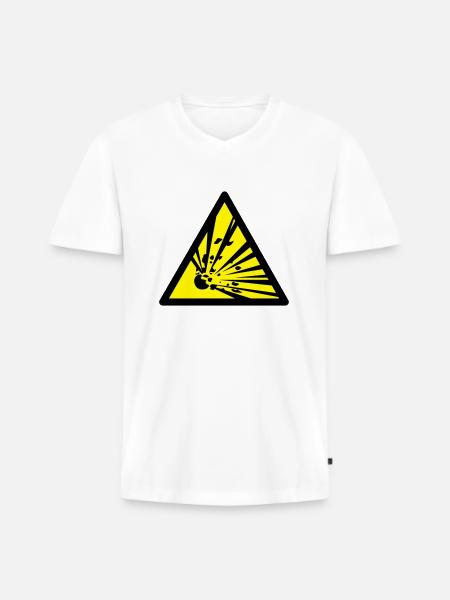explosion - Männer Premium Bio T-Shirt mit V-Ausschnitt - Weiß