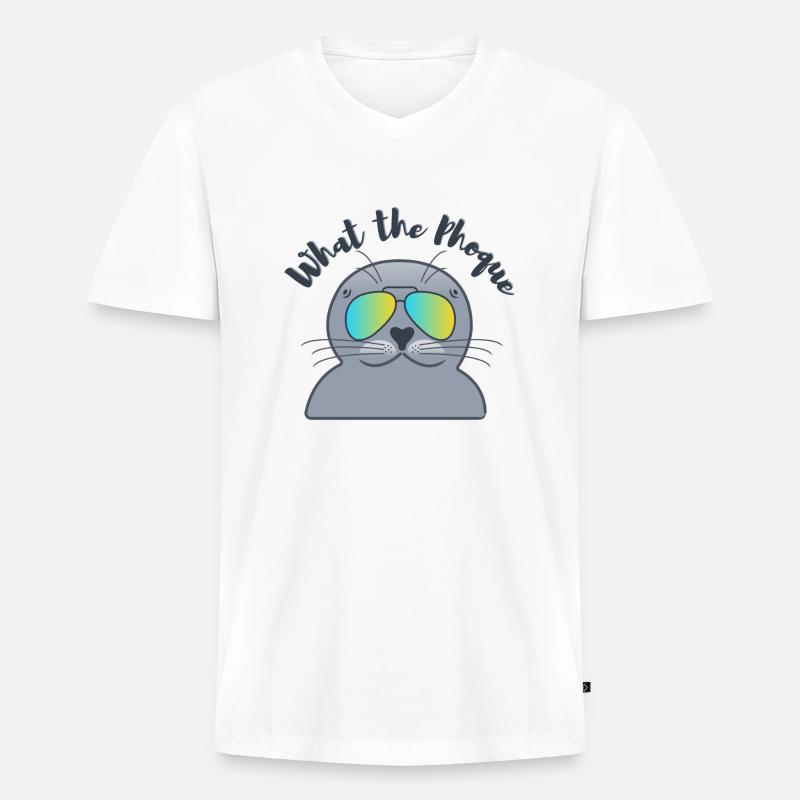 DICHTUNG - Männer Premium Bio T-Shirt mit V-Ausschnitt - Weiß