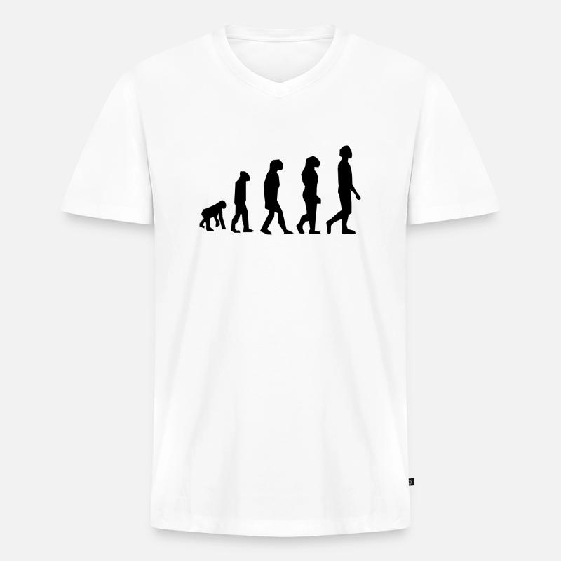 Evolution des Menschen - Männer Premium Bio T-Shirt mit V-Ausschnitt - Weiß