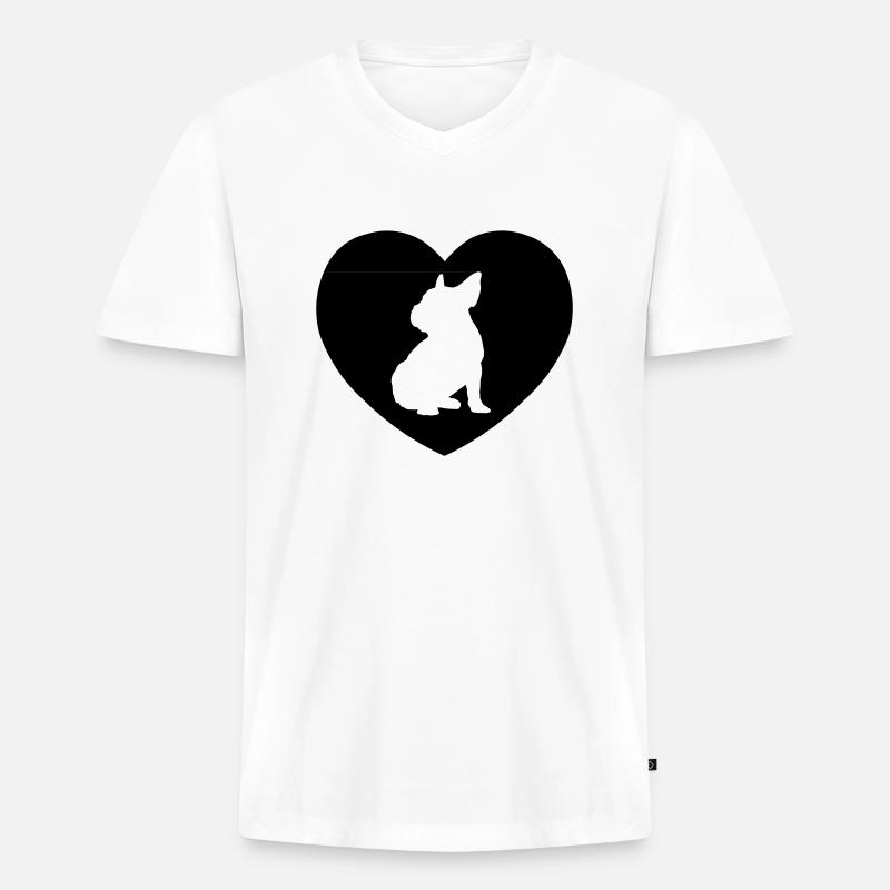 BULLY IN HEART - Männer Premium Bio T-Shirt mit V-Ausschnitt - Weiß