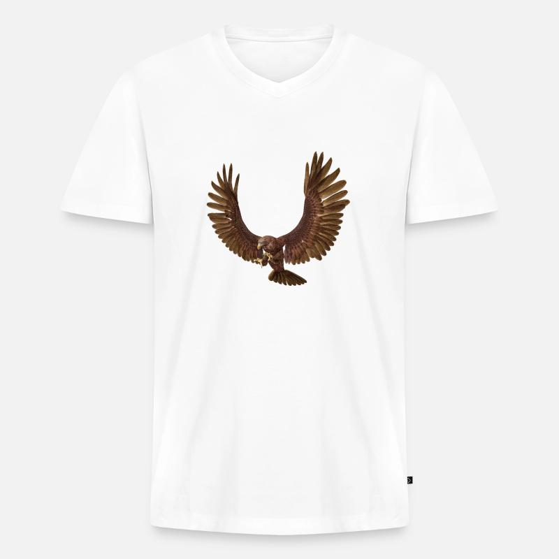 Steinadler, Adler, Greifvogel, Vogel - Männer Premium Bio T-Shirt mit V-Ausschnitt - Weiß