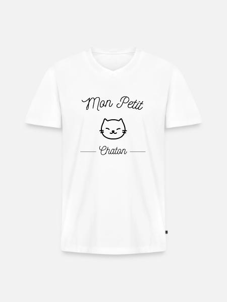 Mon petit chaton, surnom mignon - T-shirt encolure en V Premium bio Homme - blanc
