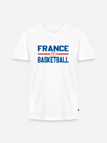 Frankreich Basketball - Männer Premium Bio T-Shirt mit V-Ausschnitt - Weiß