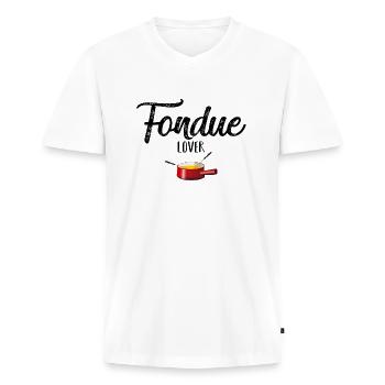 Fondue lover noir - T-shirt encolure en V Premium bio Homme - blanc - Devant - Nico (187cm)