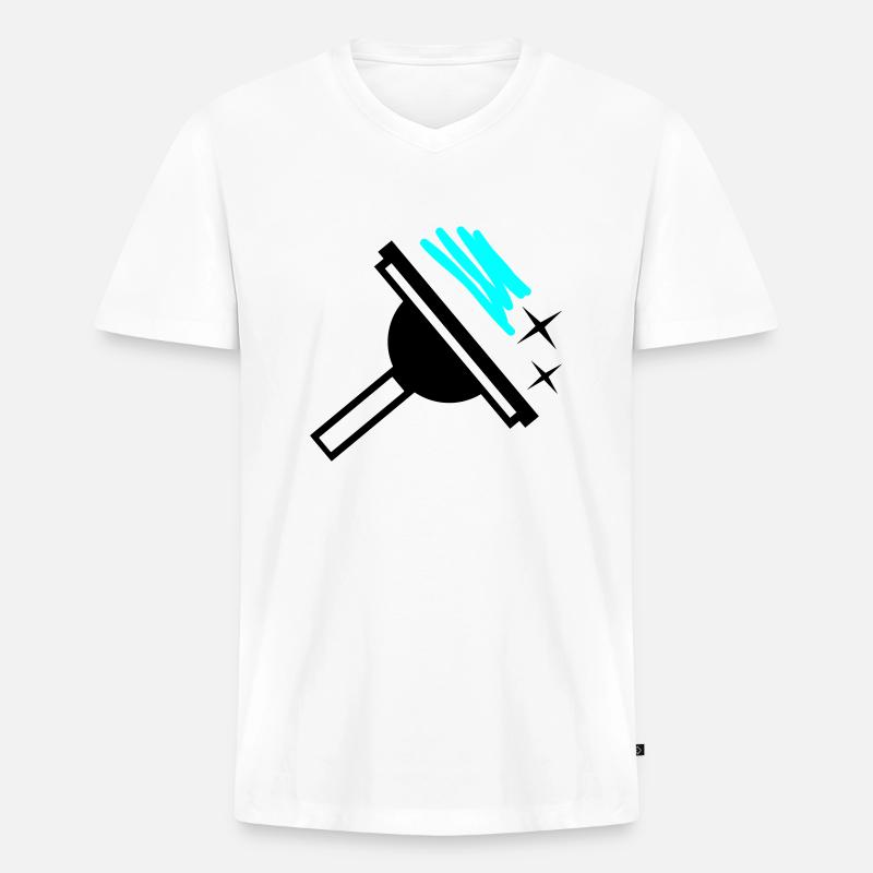 fensterreiniger - Männer Premium Bio T-Shirt mit V-Ausschnitt - Weiß