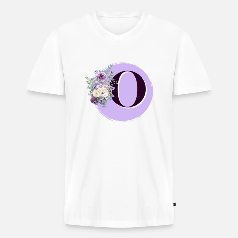 Buchstabe O Blumenkrone - Männer Premium Bio T-Shirt mit V-Ausschnitt - Weiß