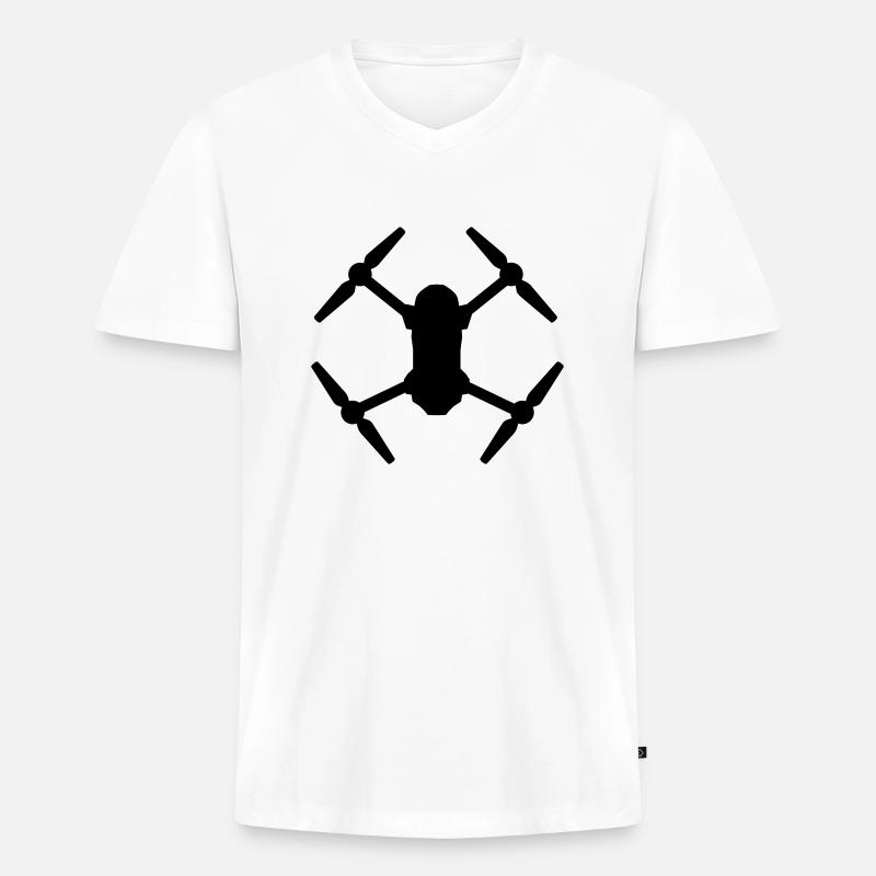 Drohne - Männer Premium Bio T-Shirt mit V-Ausschnitt - Weiß