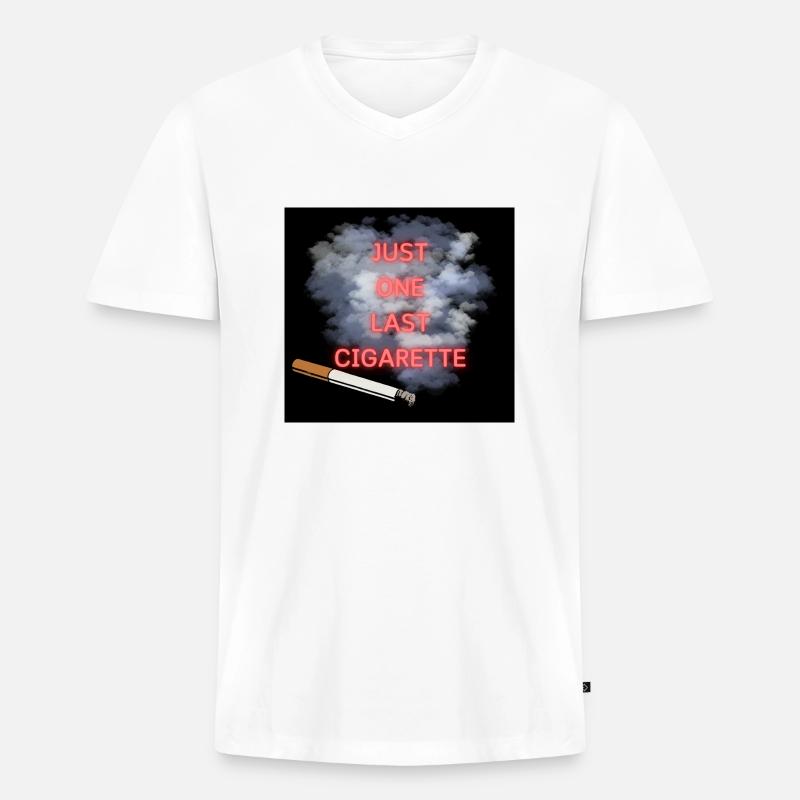 Just one last cigarette - Männer Premium Bio T-Shirt mit V-Ausschnitt - Weiß