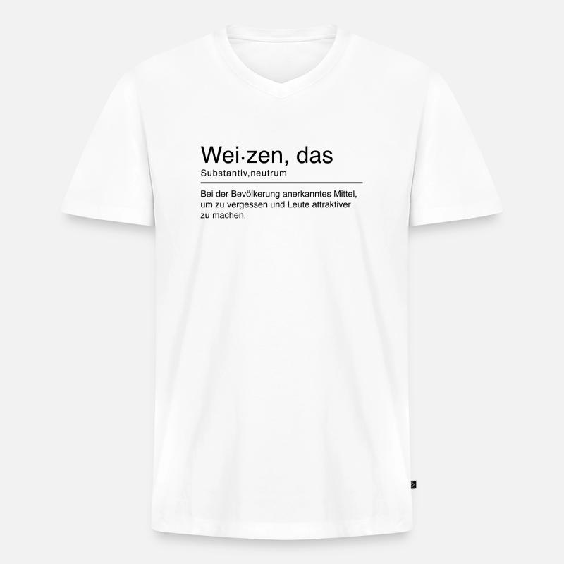 Weizen Duden Spruch Lustig Schwarz - Männer Premium Bio T-Shirt mit V-Ausschnitt - Weiß