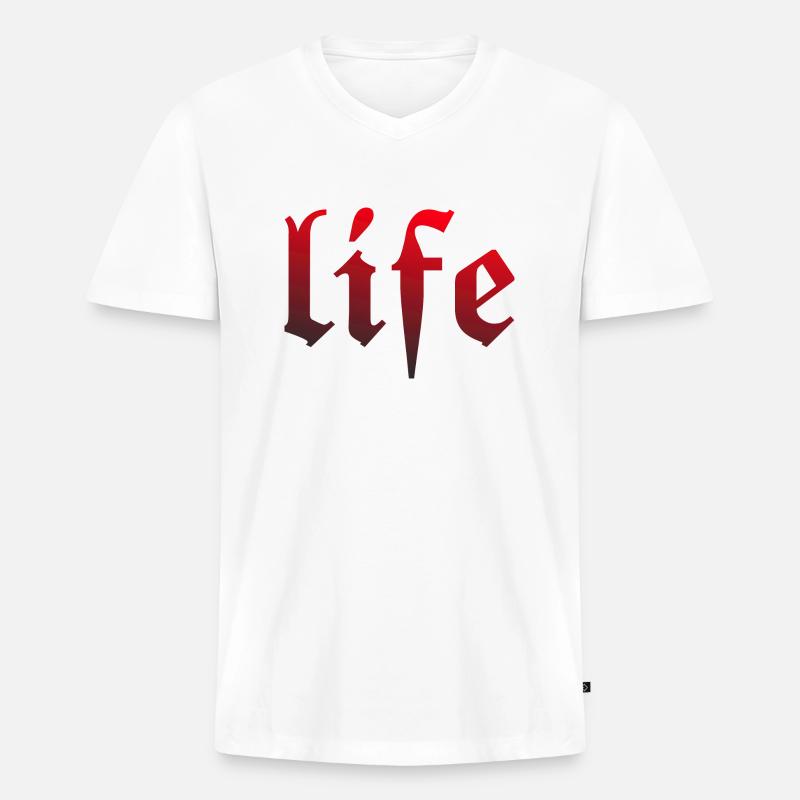 Life - Männer Premium Bio T-Shirt mit V-Ausschnitt - Weiß