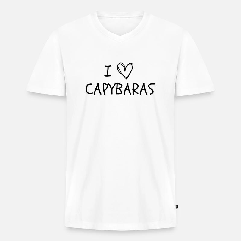 Ich liebe Capybaras - Männer Premium Bio T-Shirt mit V-Ausschnitt - Weiß