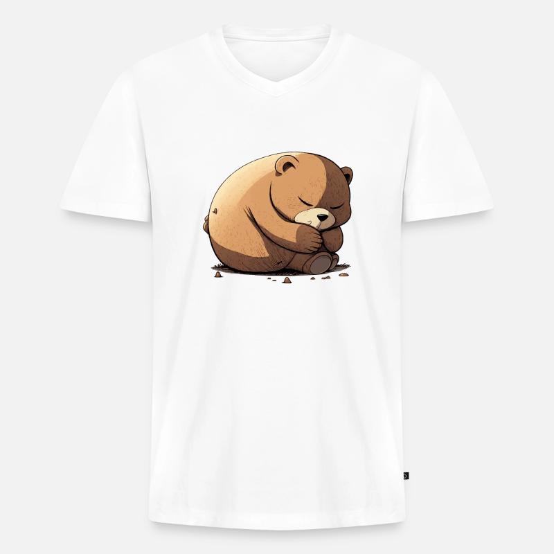 Meenee der Schläferbär - Männer Premium Bio T-Shirt mit V-Ausschnitt - Weiß