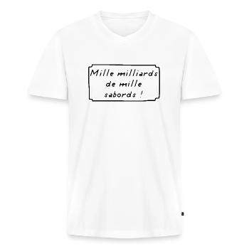 Mille Milliards de Mille Sabords ! BD - T-shirt encolure en V Premium bio Homme - blanc - Devant - Nico (187cm)