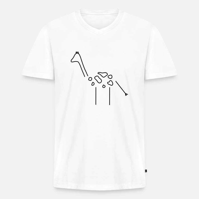 giraffe - Männer Premium Bio T-Shirt mit V-Ausschnitt - Weiß