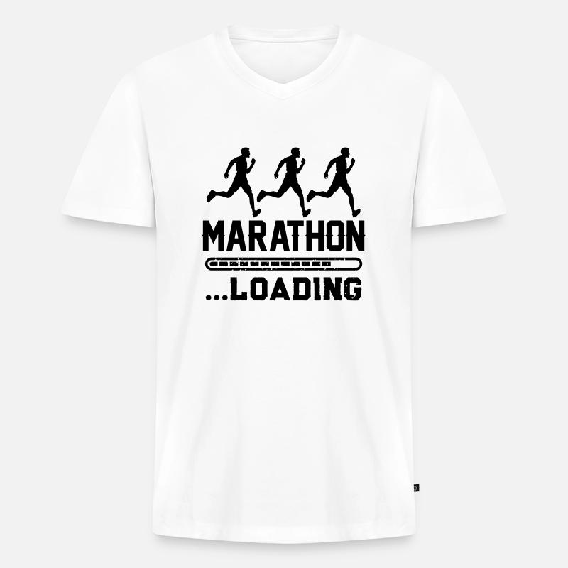 Marathon Loading 1 - Men's Premium Organic T-shirt with V-neck - white