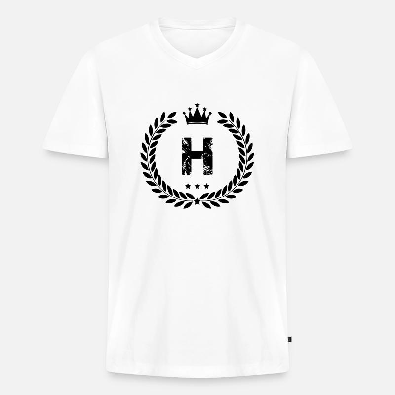 wappen h - Männer Premium Bio T-Shirt mit V-Ausschnitt - Weiß