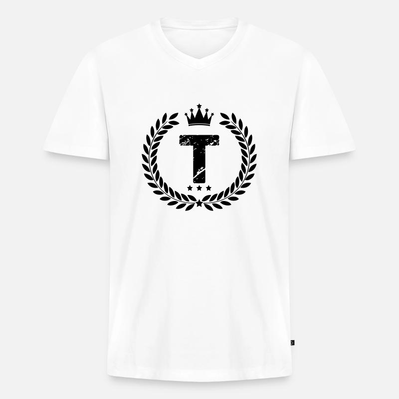 wappen t - Männer Premium Bio T-Shirt mit V-Ausschnitt - Weiß