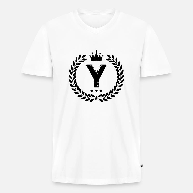wappen y - Männer Premium Bio T-Shirt mit V-Ausschnitt - Weiß
