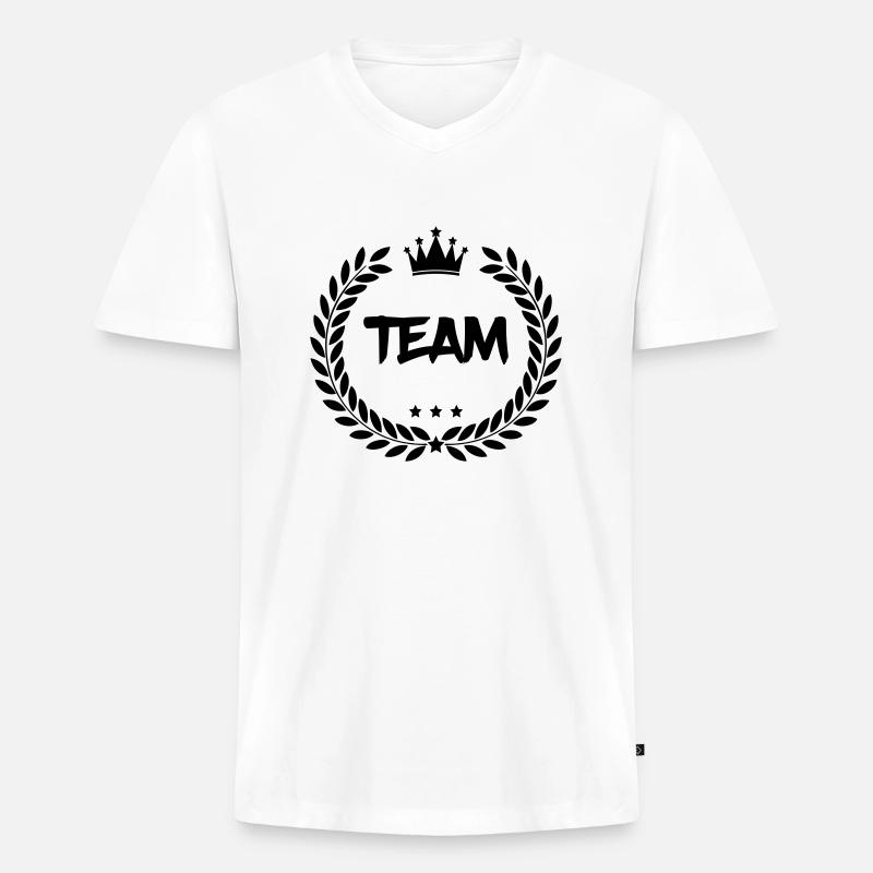 wappen team - Männer Premium Bio T-Shirt mit V-Ausschnitt - Weiß
