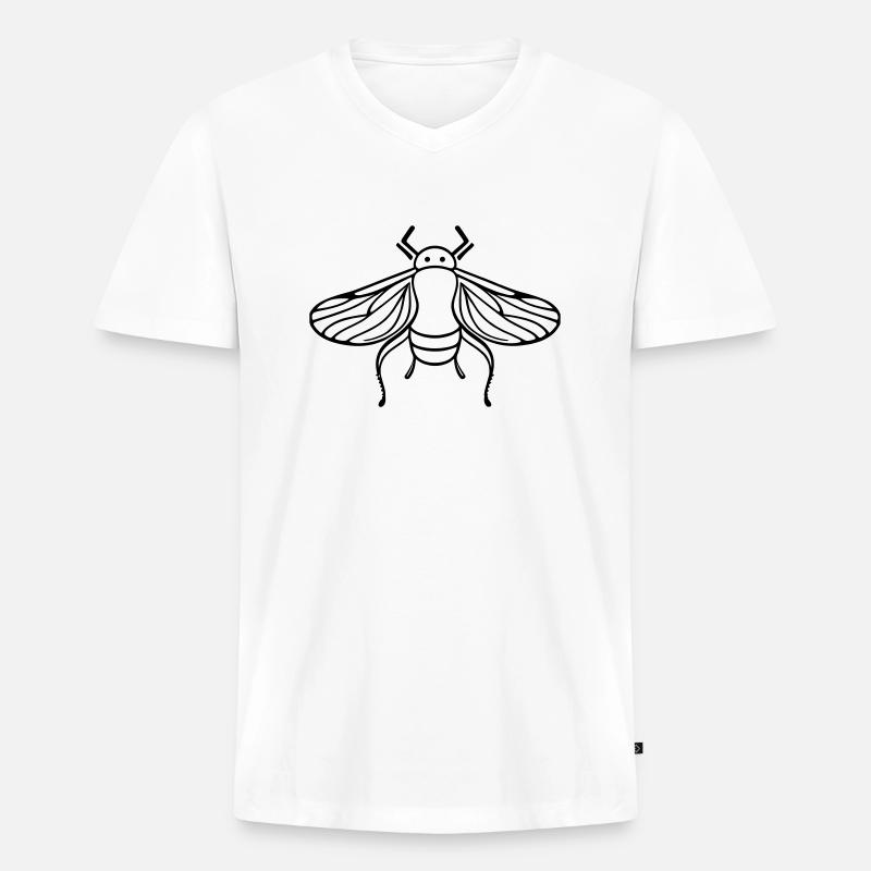 Zikade - Männer Premium Bio T-Shirt mit V-Ausschnitt - Weiß