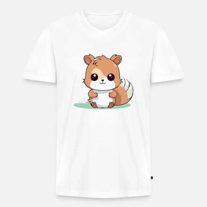Loo das Eichhörnchen - Männer Premium Bio T-Shirt mit V-Ausschnitt - Weiß