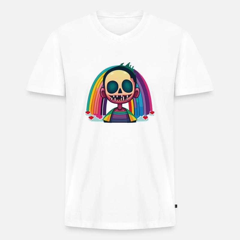 Pride Zombie 13 - Männer Premium Bio T-Shirt mit V-Ausschnitt - Weiß