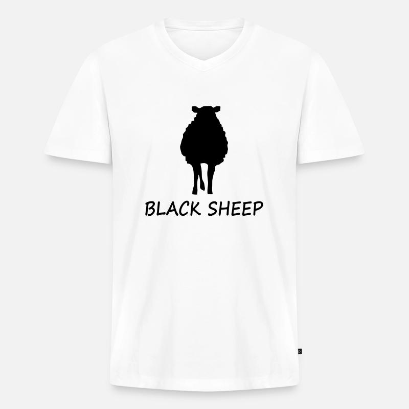 Black Sheep - Männer Premium Bio T-Shirt mit V-Ausschnitt - Weiß