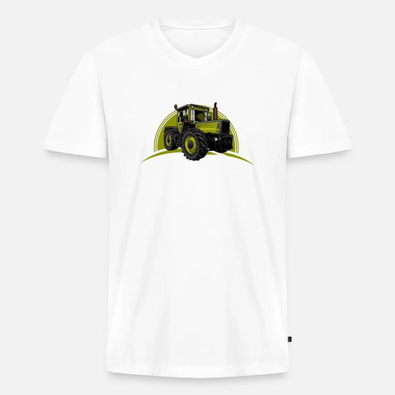 Traktor // Illustration - Männer Premium Bio T-Shirt mit V-Ausschnitt - Weiß