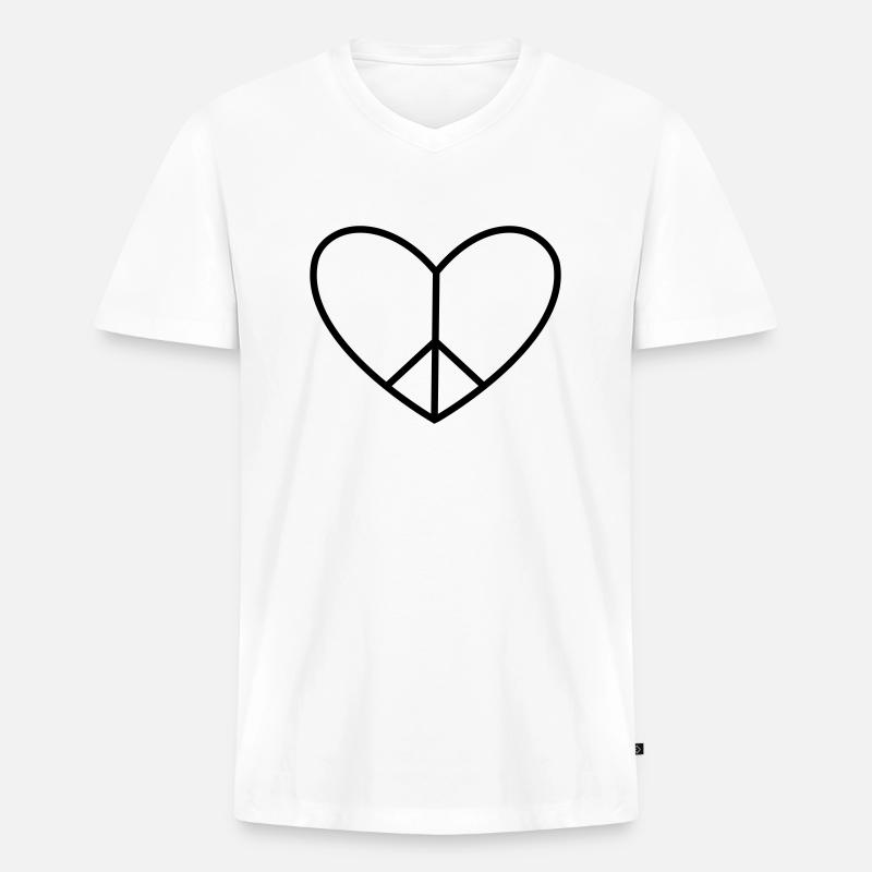 Friede im Herzen - Männer Premium Bio T-Shirt mit V-Ausschnitt - Weiß