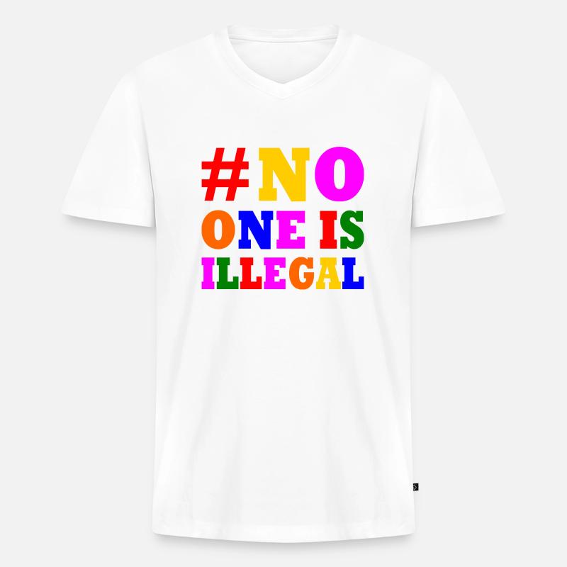 No one is illegal - Männer Premium Bio T-Shirt mit V-Ausschnitt - Weiß