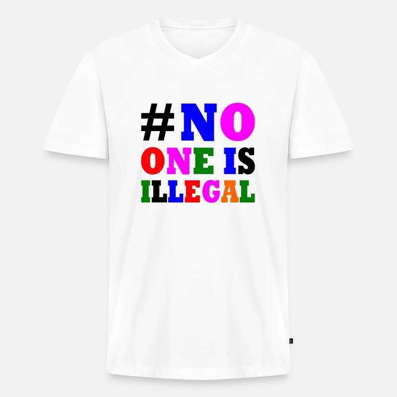 No one is illegal - Männer Premium Bio T-Shirt mit V-Ausschnitt - Weiß