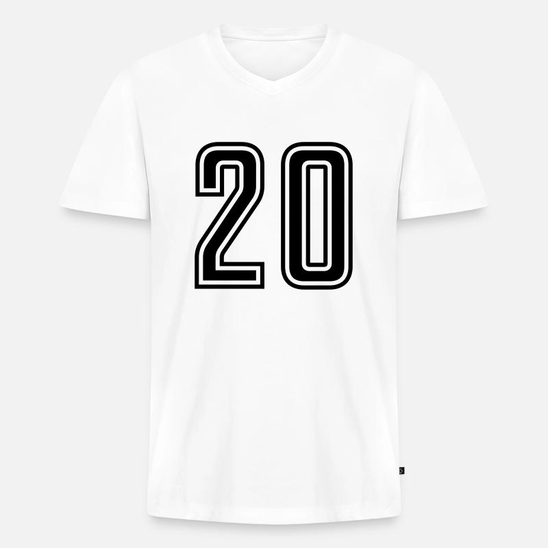 20 - Männer Premium Bio T-Shirt mit V-Ausschnitt - Weiß