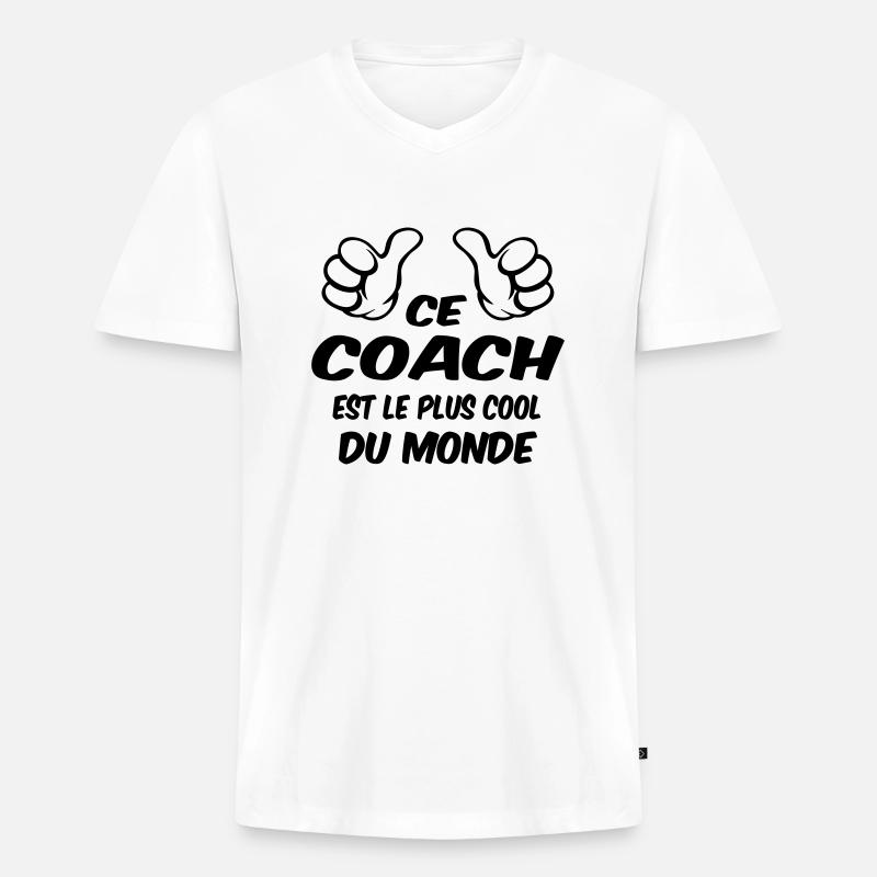 BESTER COACH - Männer Premium Bio T-Shirt mit V-Ausschnitt - Weiß