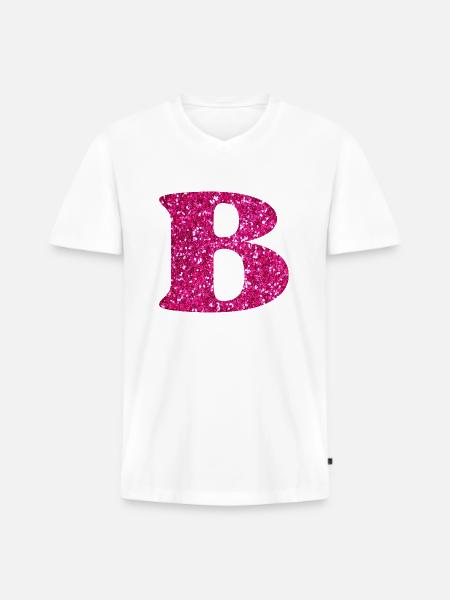 Letter b pink glitter - Men's Premium Organic T-shirt with V-neck - white