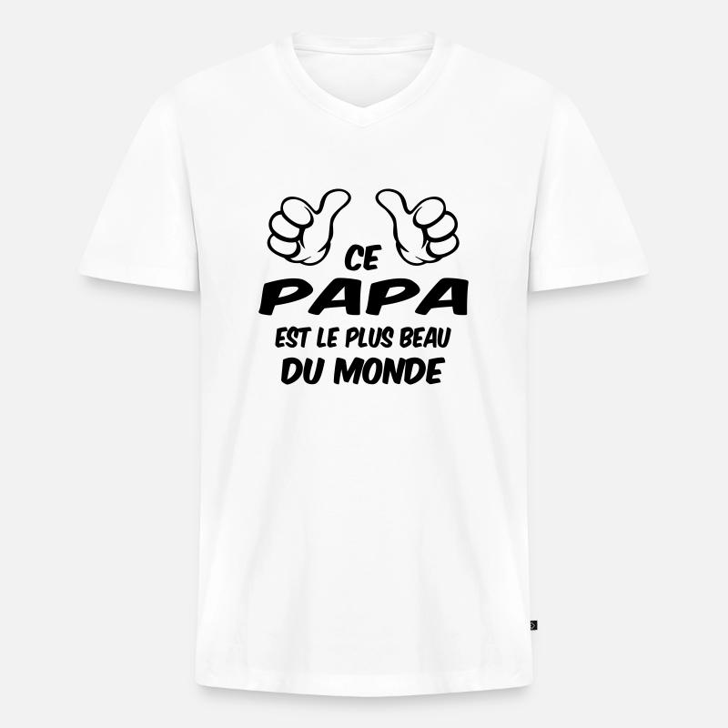 BESTER VATER - Männer Premium Bio T-Shirt mit V-Ausschnitt - Weiß