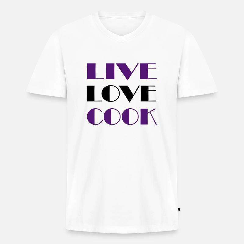 Leidenschaft beim kochen - Männer Premium Bio T-Shirt mit V-Ausschnitt - Weiß