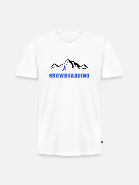 Snowboarding - Männer Premium Bio T-Shirt mit V-Ausschnitt - Weiß