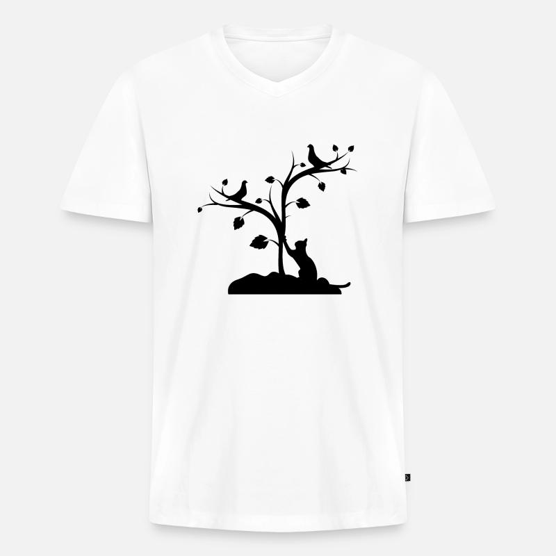 Katze - Männer Premium Bio T-Shirt mit V-Ausschnitt - Weiß