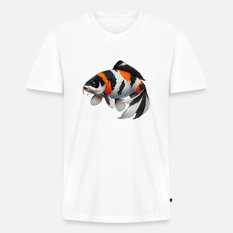 Koi Karpfen oder Wi sw - Männer Premium Bio T-Shirt mit V-Ausschnitt - Weiß