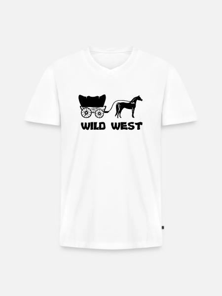 Western Carriage Wild West - Men's Premium Organic T-shirt with V-neck - white
