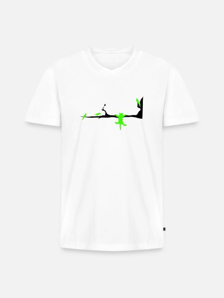 catvogel - T-shirt encolure en V Premium bio Homme - blanc