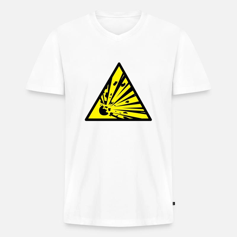explosiv - Männer Premium Bio T-Shirt mit V-Ausschnitt - Weiß