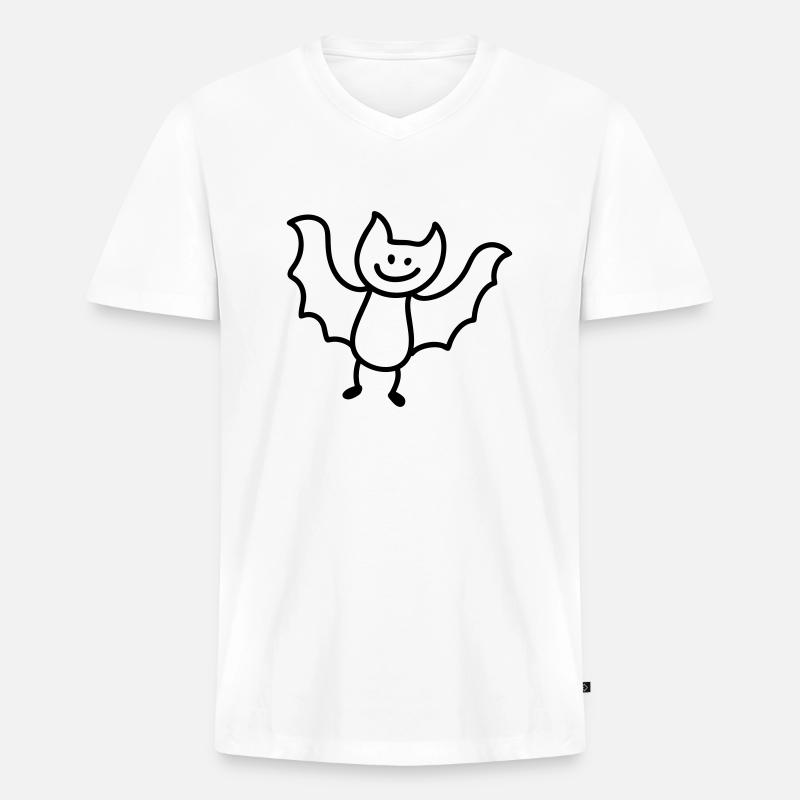 Fledermaus - Line - Männer Premium Bio T-Shirt mit V-Ausschnitt - Weiß
