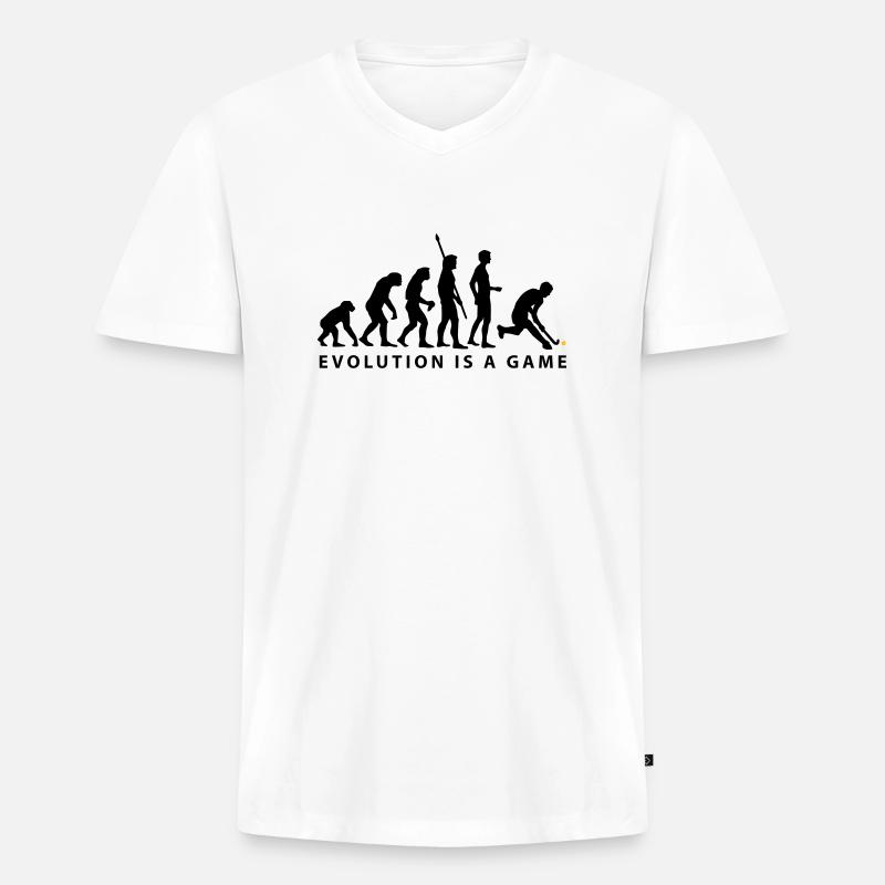 evolution_herren_hockey_b_2c - Männer Premium Bio T-Shirt mit V-Ausschnitt - Weiß
