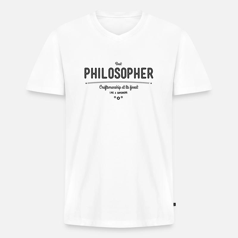 Bester Philosoph - Handwerkskunst vom Feinsten - Männer Premium Bio T-Shirt mit V-Ausschnitt - Weiß