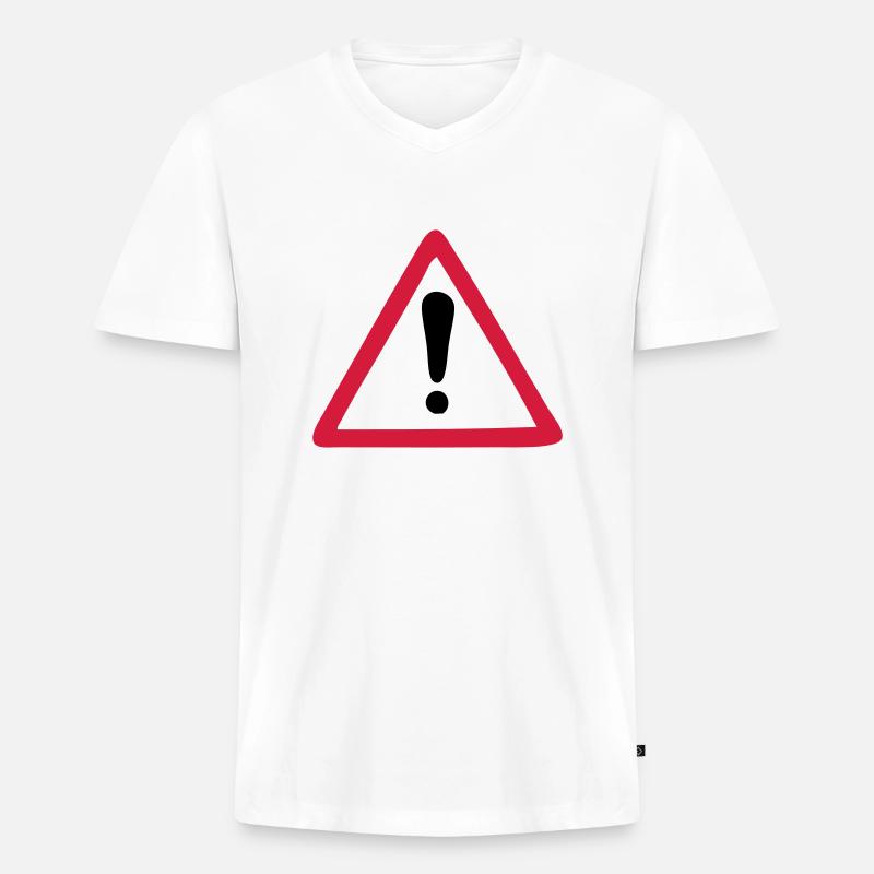 Warn Zeichen Warnung - Männer Premium Bio T-Shirt mit V-Ausschnitt - Weiß