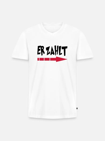 er_zahlt - T-shirt encolure en V Premium bio Homme - blanc