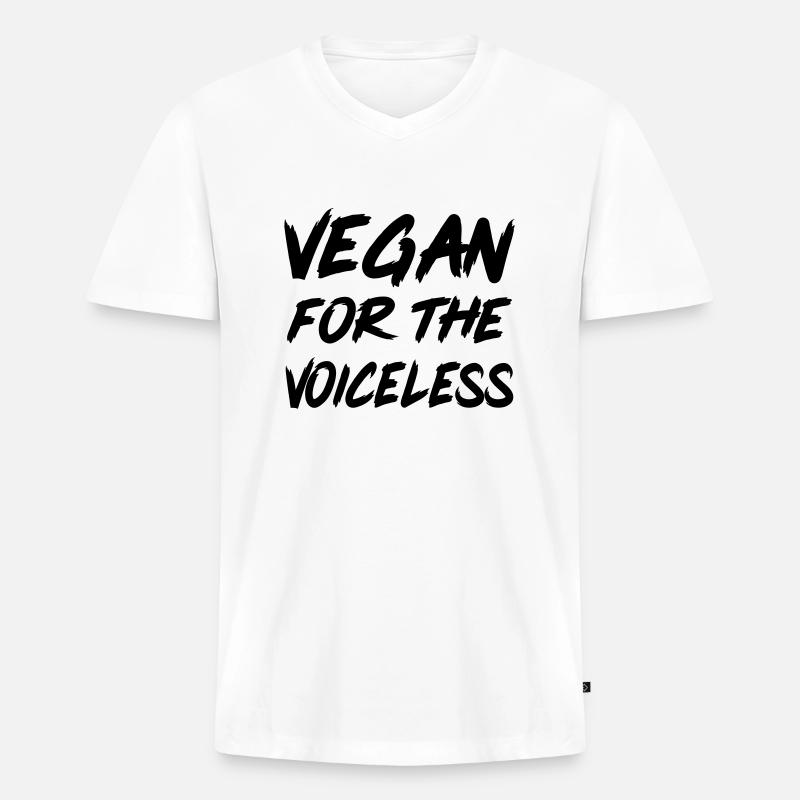 vegan - Männer Premium Bio T-Shirt mit V-Ausschnitt - Weiß